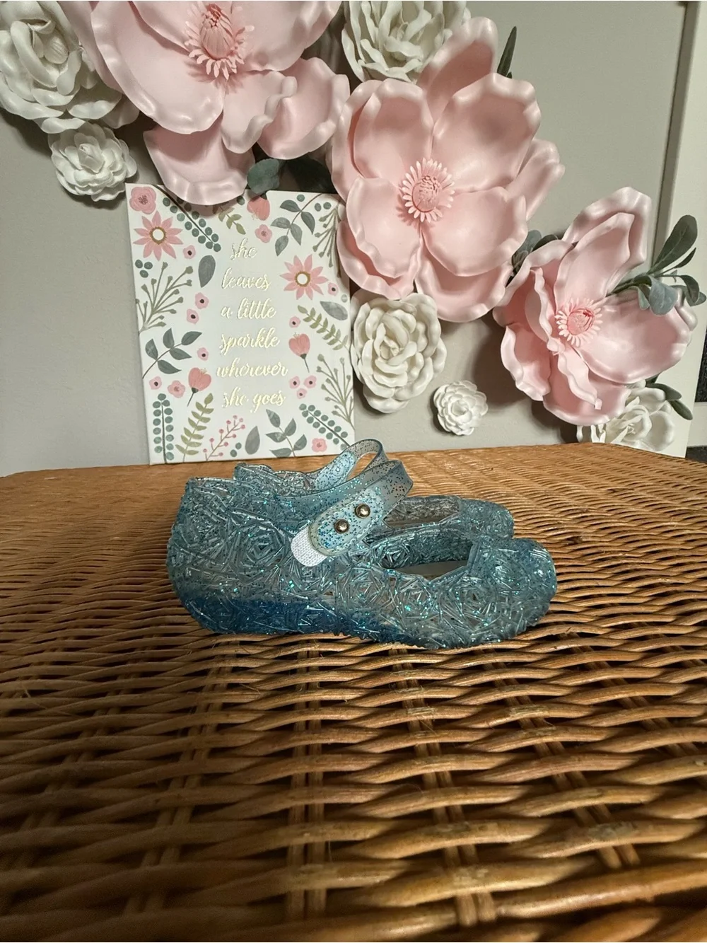 Amazon Girls' Sparkly Blue Jelly Mary Jane Sandals